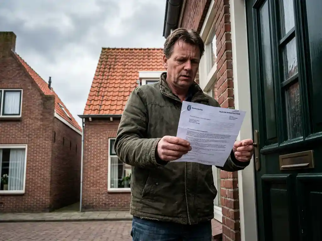 Nederlandse bewoner houdt officiële brief over telecom infrastructuurwerk voor traditioneel bakstenen huis